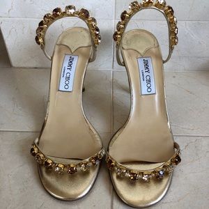 Jimmy Choo- Jewelled Sandals 2 1/2 inch heels.